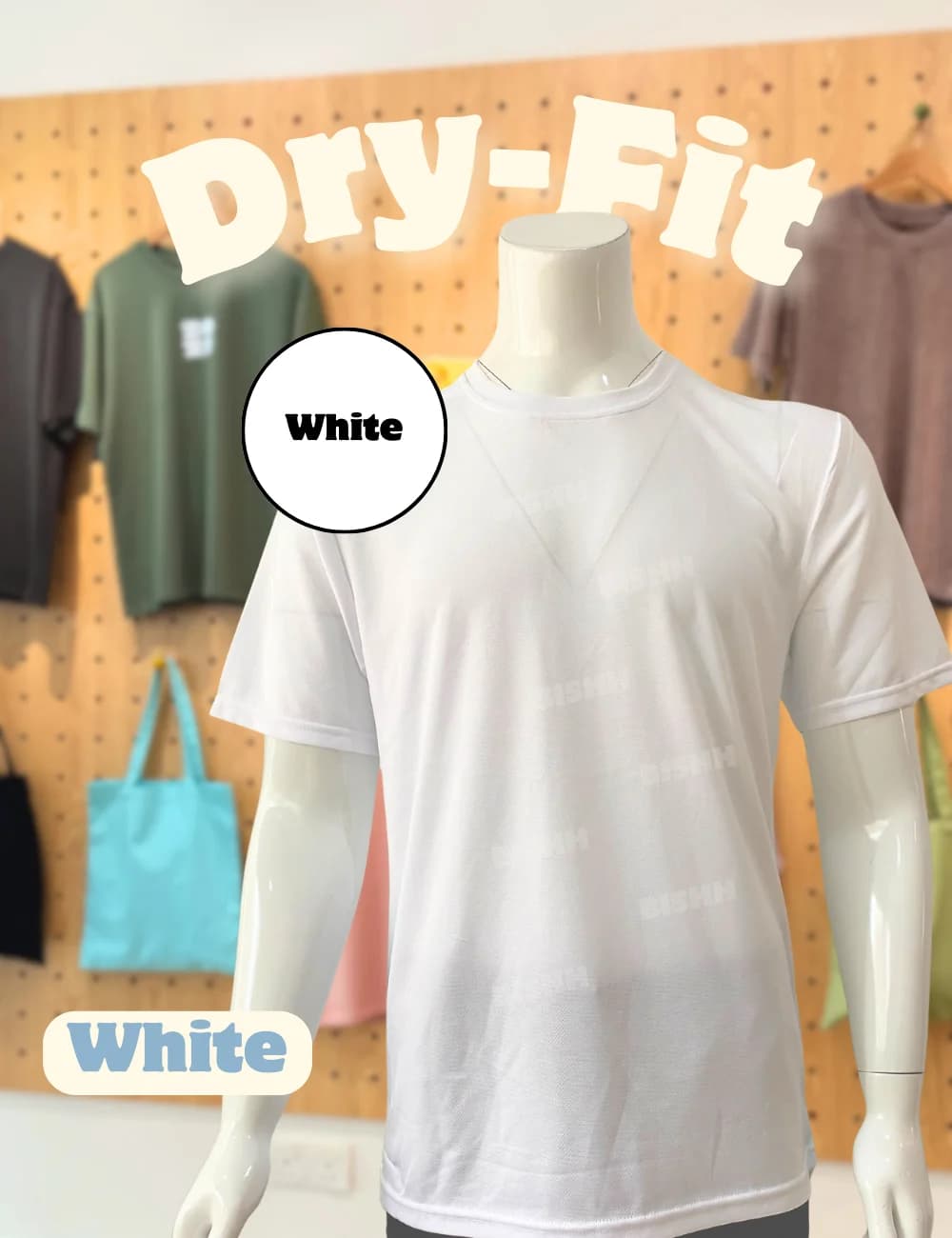 Microfiber DryFit Roundneck Tee in White