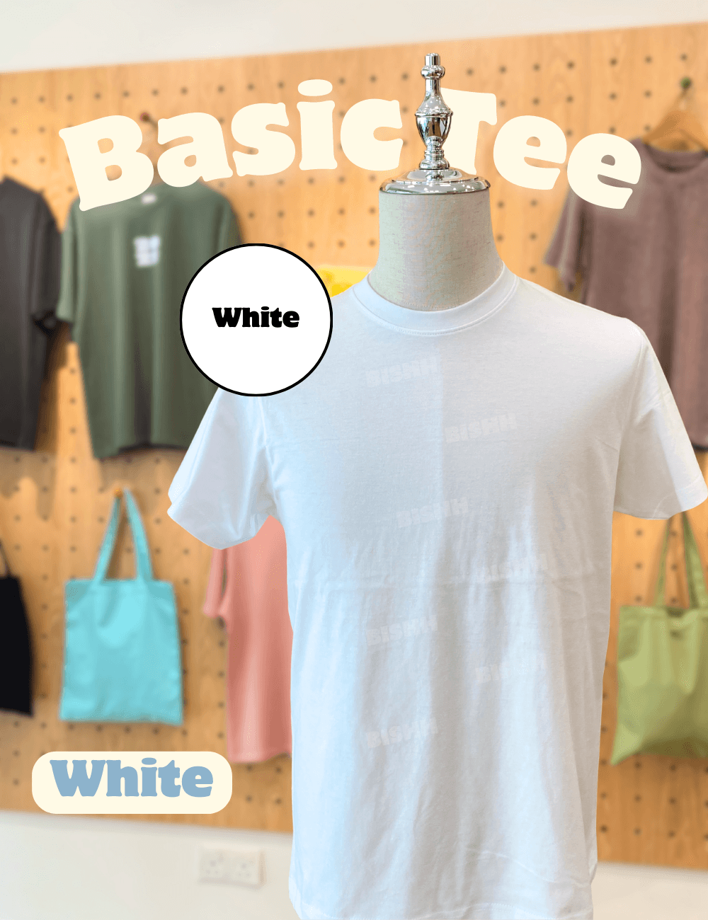 Basic Cotton Roundneck Tee in White